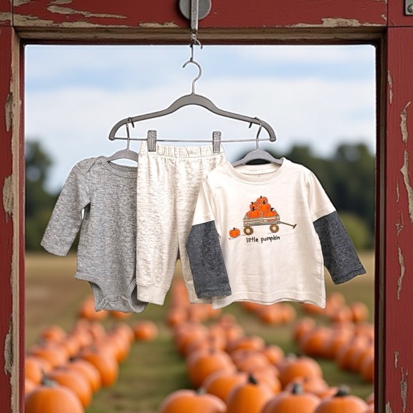 Carter's Other - Carter's Gray and White Little Pumpkin Matching Set